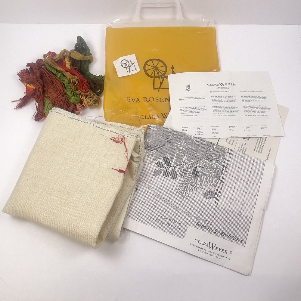 Vintage Clara Wæver Ox-Eye Daisy Table Cover Cross Stitch Kit Started